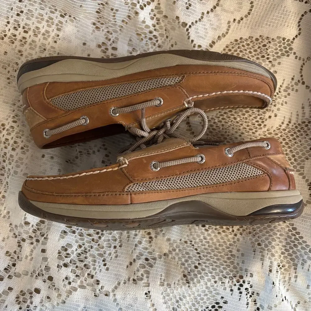Sperry Intrepid Men's US 9 M Dark Tan Leather Boat Shoes